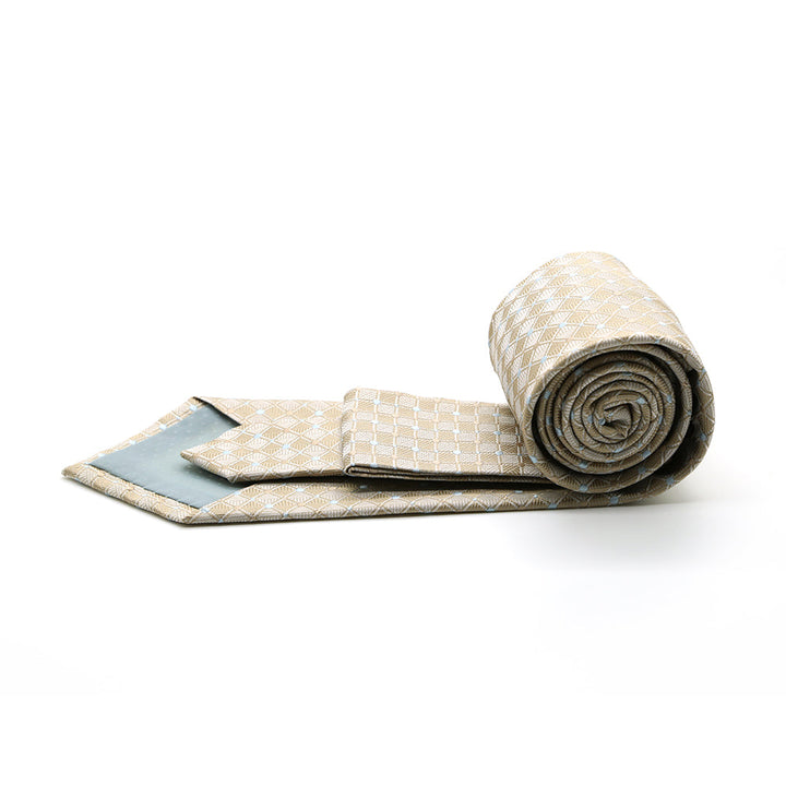 Ferrecci Mens Beige Diamond Necktie with Handkerchief Set - FHYINC best men&