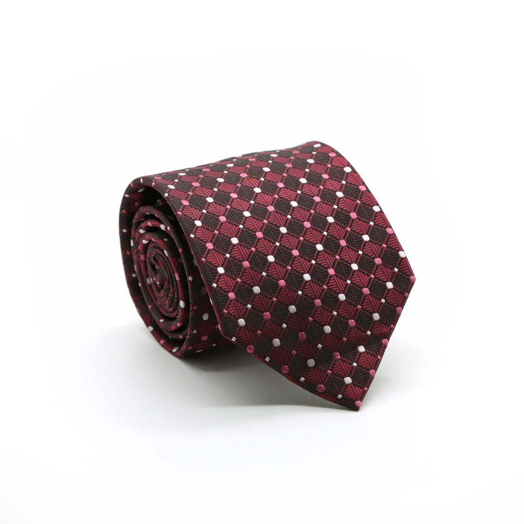 Ferrecci Mens Red Diamond Necktie with Handkerchief Set - FHYINC best men&