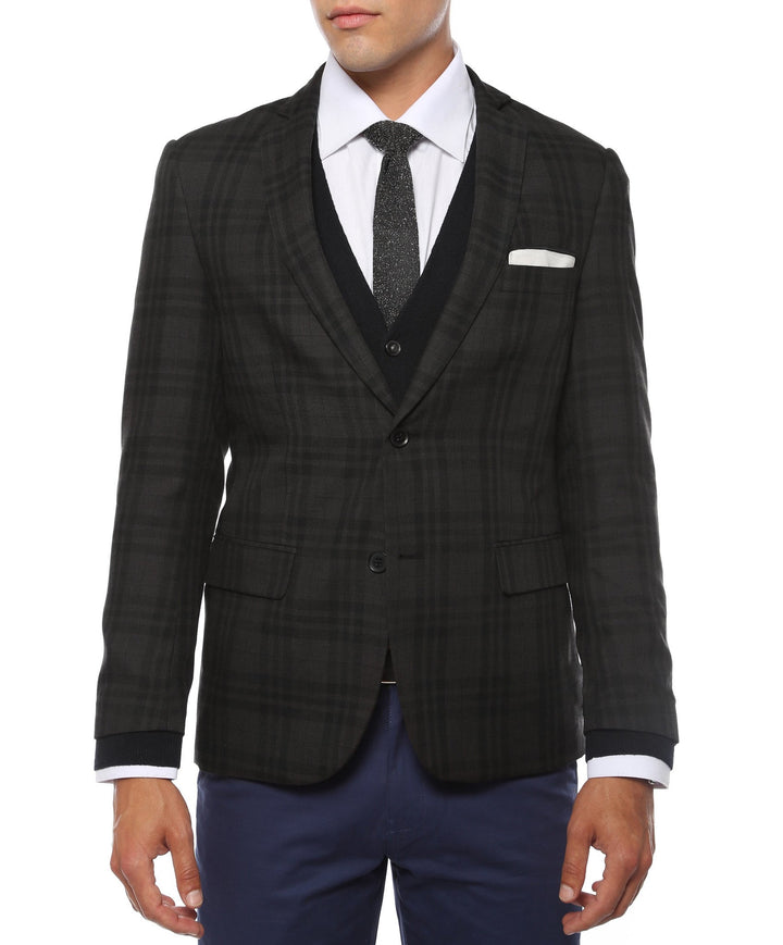 The Ares Plaid Slim Fit Mens Blazer - FHYINC best men&