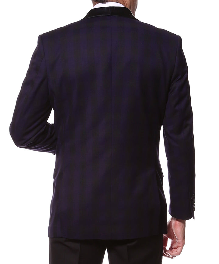 The Astor Purple Plaid Slim Shawl Tuxedo Blazer - FHYINC best men&