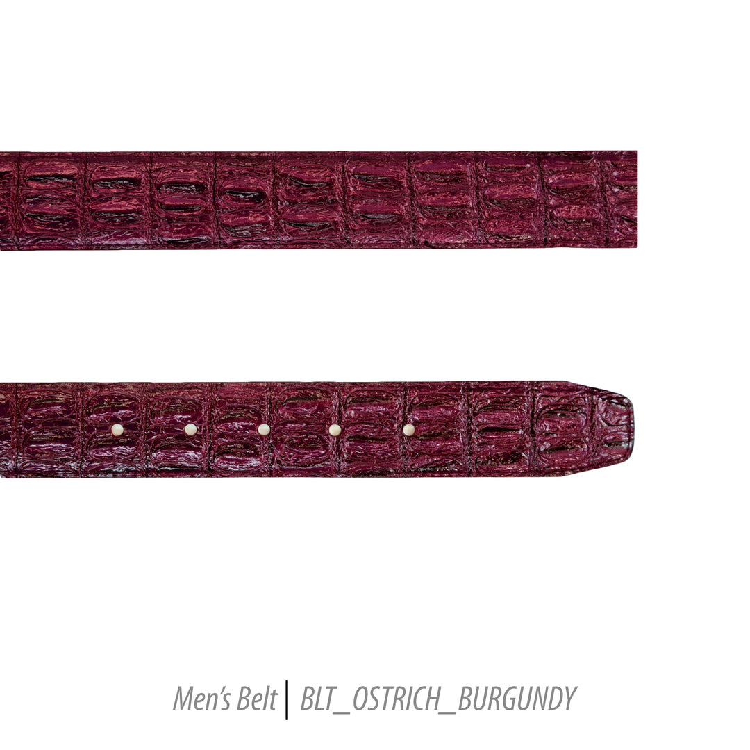 Ferrecci Mens 100% Genuine Leather Burgundy Belt w/Ostrich Top - One size Fits All - FHYINC best men's suits, tuxedos, formal men's wear wholesale