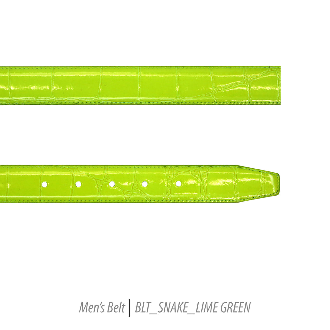 Ferrecci Mens 100% Genuine Leather Lime Green Belt w/Snake Top - One size Fits All - FHYINC best men's suits, tuxedos, formal men's wear wholesale