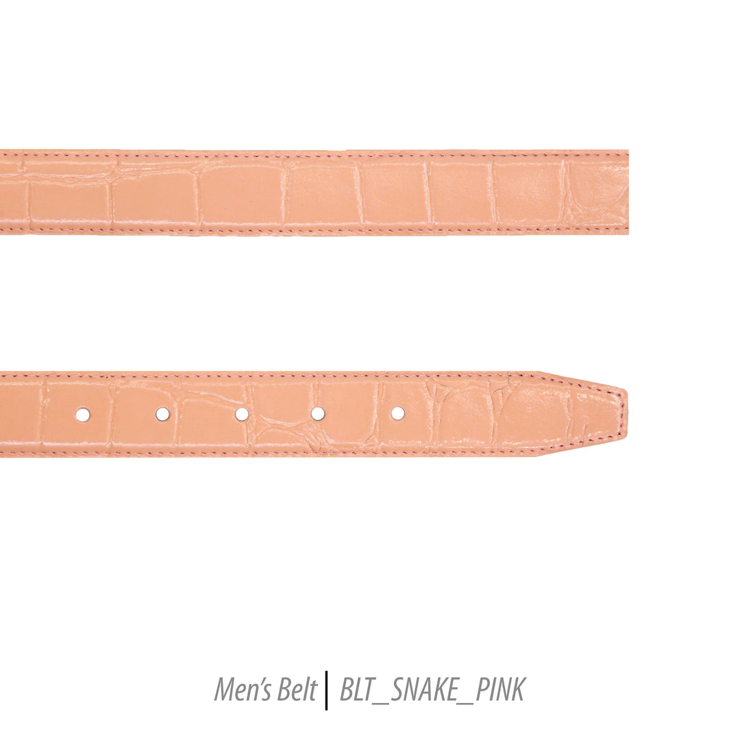 Ferrecci Mens 100% Genuine Leather Pink Belt w/Snake Top - One size Fits All - FHYINC best men's suits, tuxedos, formal men's wear wholesale