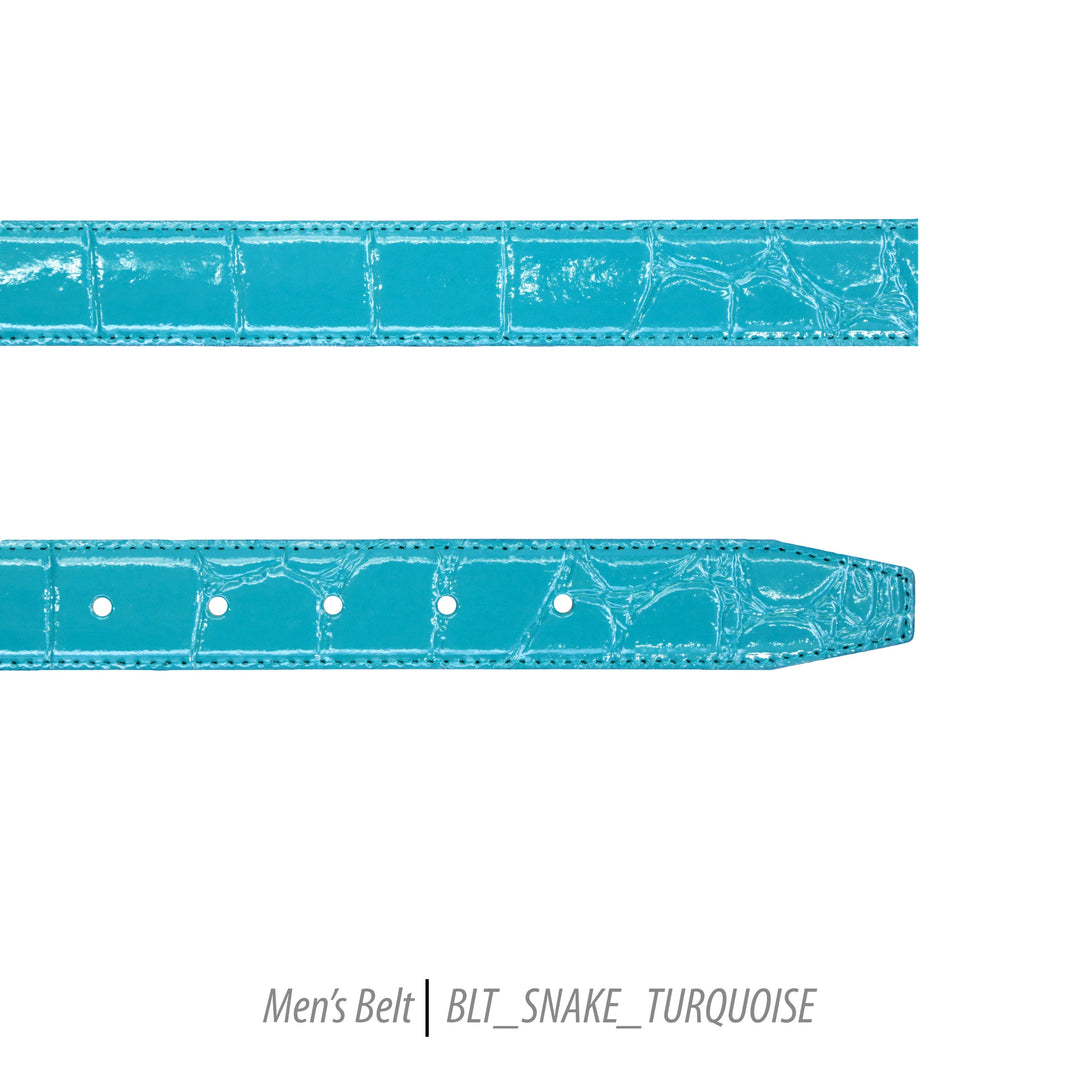Ferrecci Mens 100% Genuine Leather Turquoise Belt w/Snake Top - One size Fits All - FHYINC best men's suits, tuxedos, formal men's wear wholesale