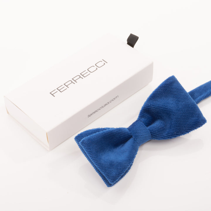 Royal blue Enzo velvet bow tie with Ferrecci gift box