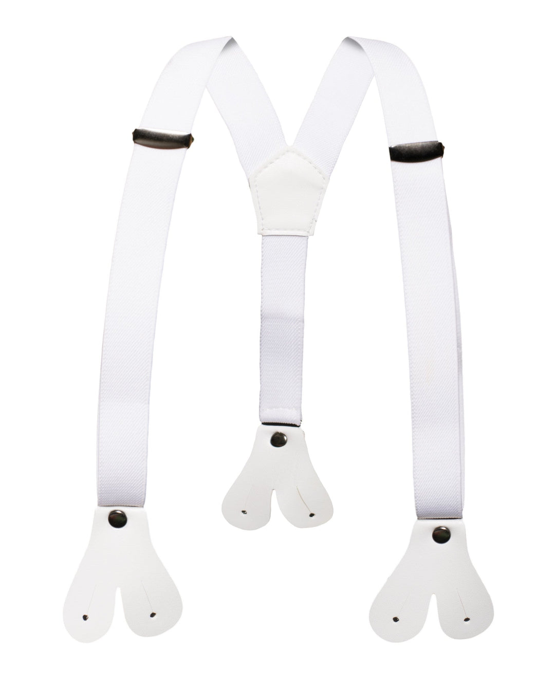 Boys White Button End Suspenders - FHYINC best men&