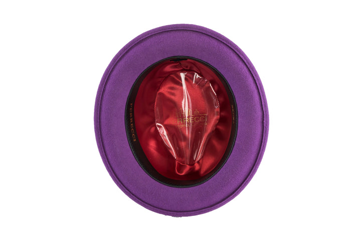 Ferrecci Brooks Soft 100% Australian Wool Felt Body with Removable Feather purple hat Great for Travel
