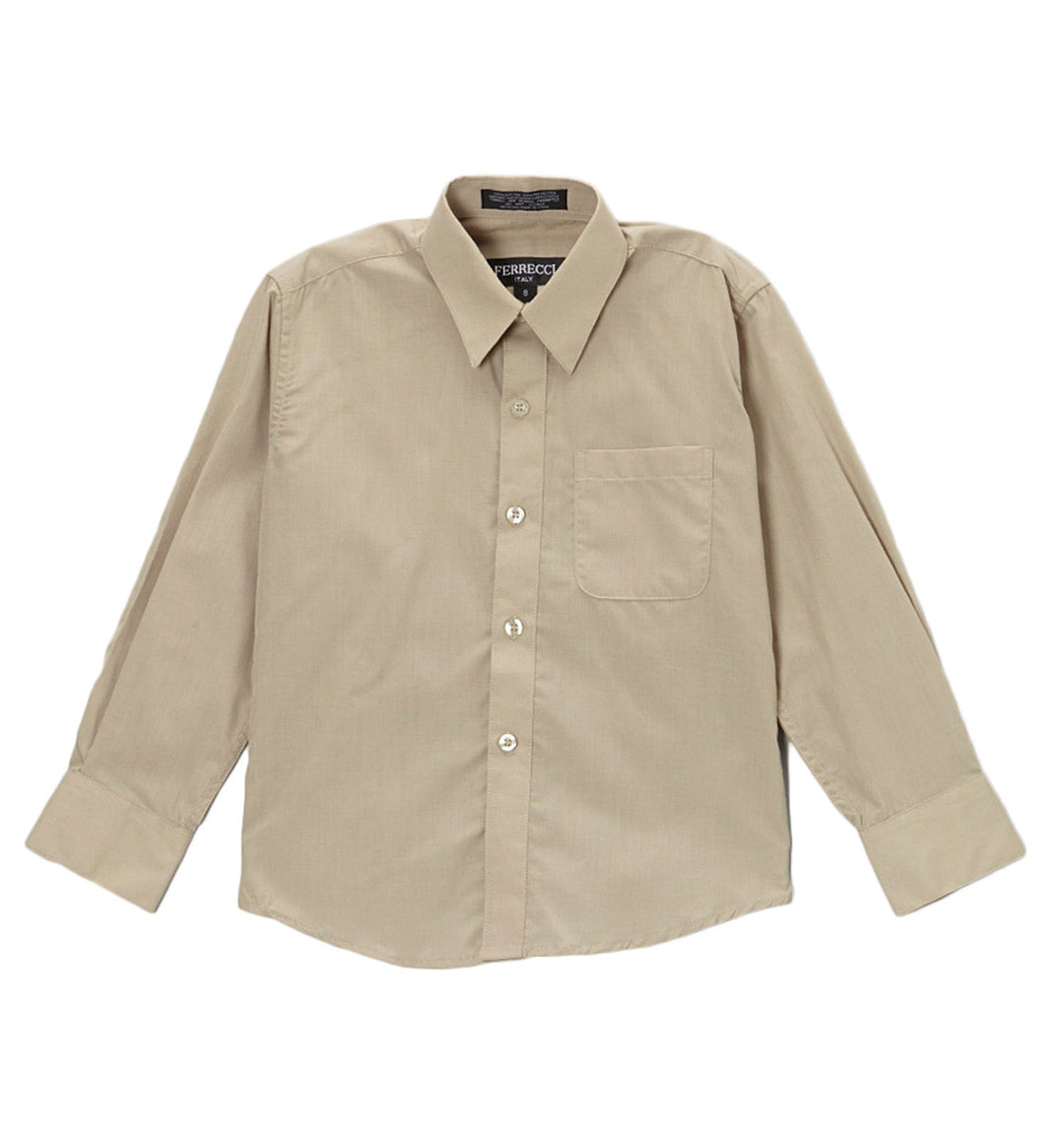 Ferrecci Boys Cotton Blend Khaki Dress Shirt - FHYINC best men&