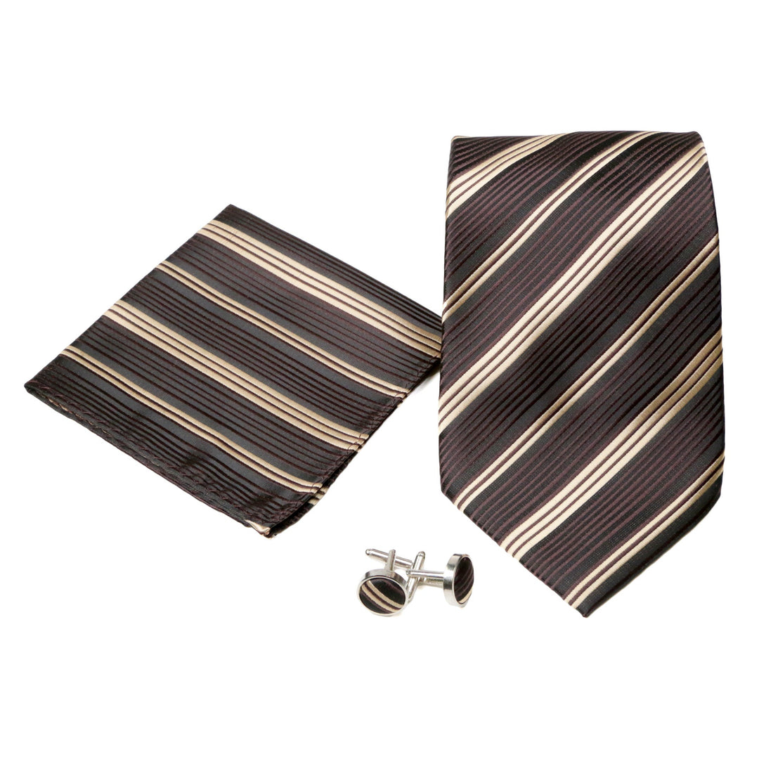 Men's Classic Brown-Tan Minimal Geometric Design 4-pc Necktie Box Set - FHYINC best men's suits, tuxedos, formal men's wear wholesale