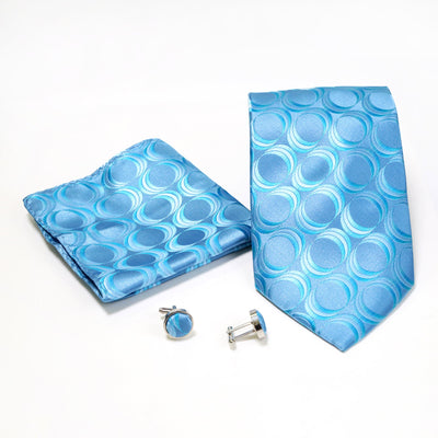 Men's Blue Round Geometric Design 4-pc Necktie Box Set - FHYINC best men's suits, tuxedos, formal men's wear wholesale