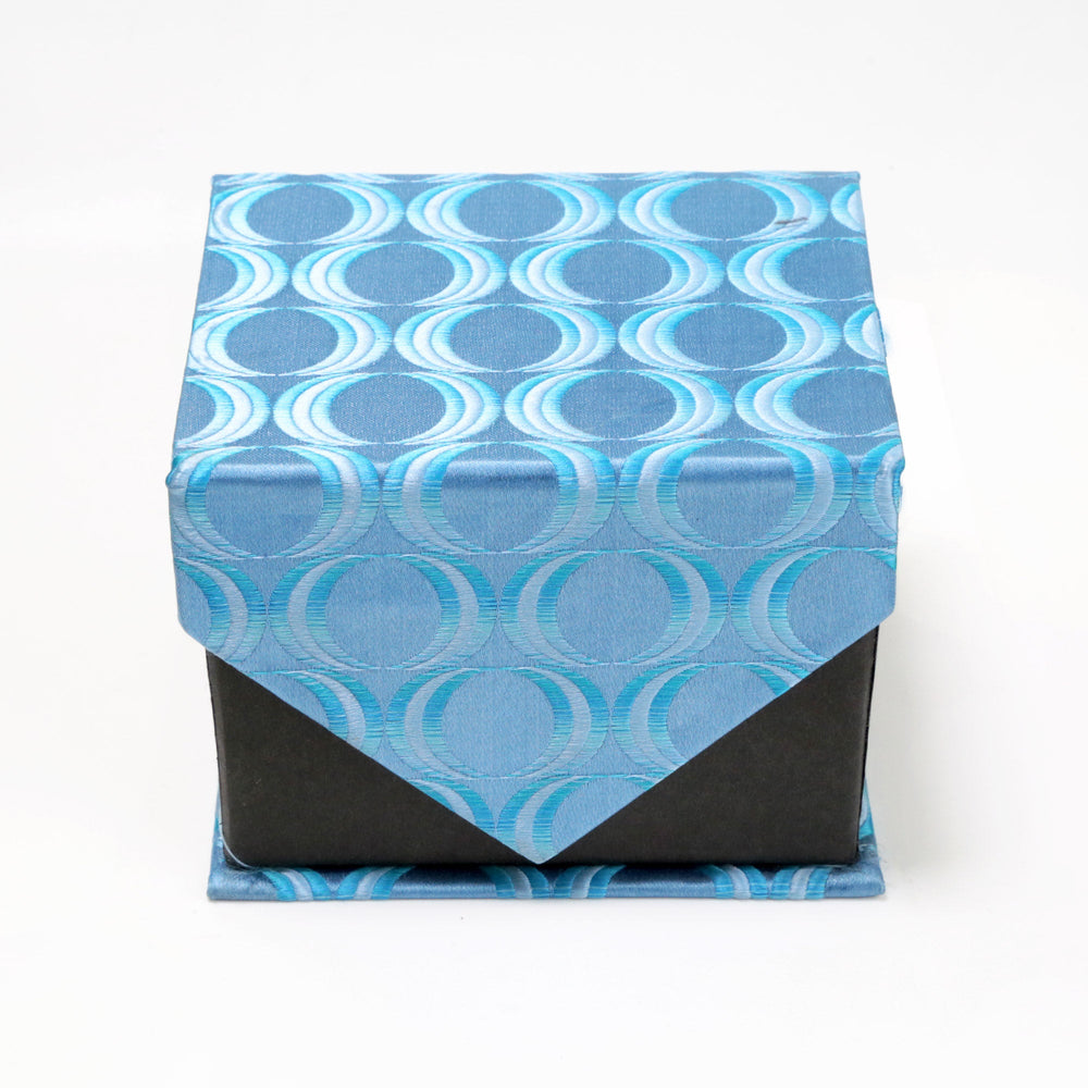 Men's Blue Round Geometric Design 4-pc Necktie Box Set - FHYINC best men's suits, tuxedos, formal men's wear wholesale