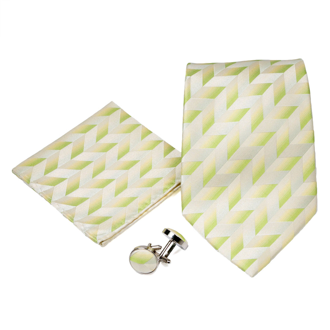 Men's Green Boxy Pattern Design 4-pc Necktie Box Set - FHYINC best men's suits, tuxedos, formal men's wear wholesale
