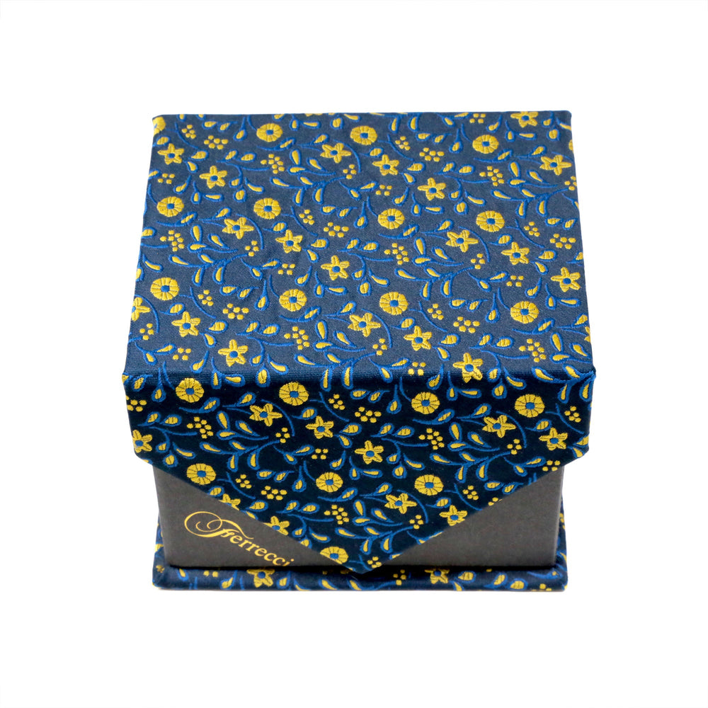 Men's Blue-Yellow Classic Floral Pattern Design 4-pc Necktie Box Set - FHYINC best men's suits, tuxedos, formal men's wear wholesale