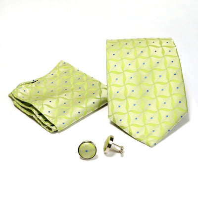 Men's Light Green Geometric Design 4-pc Necktie Box Set - FHYINC best men's suits, tuxedos, formal men's wear wholesale
