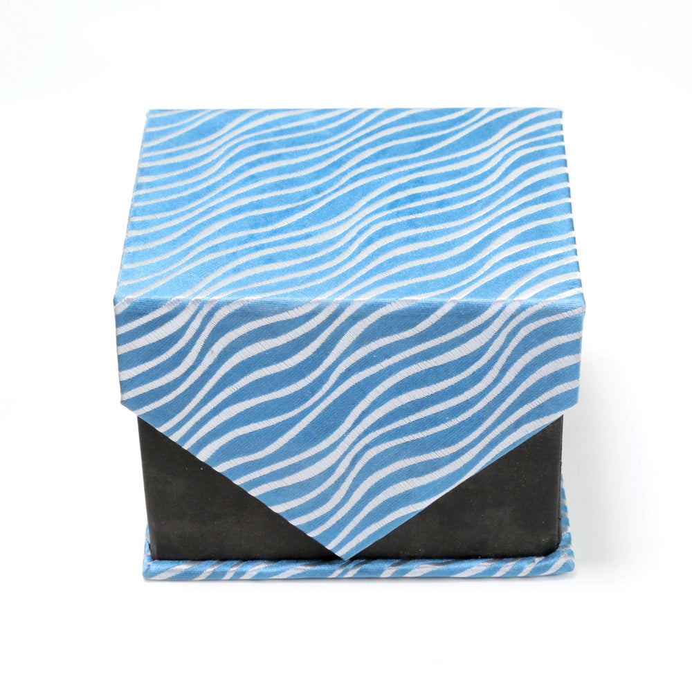 Men's Wavy Sky Blue Geometric Design 4-pc Necktie Box Set - FHYINC best men's suits, tuxedos, formal men's wear wholesale
