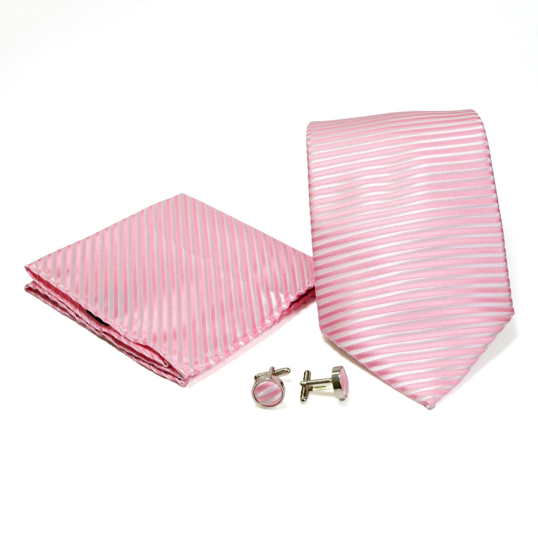 Men's Soft Pink Striped Design 4-pc Necktie Box Set - FHYINC best men's suits, tuxedos, formal men's wear wholesale