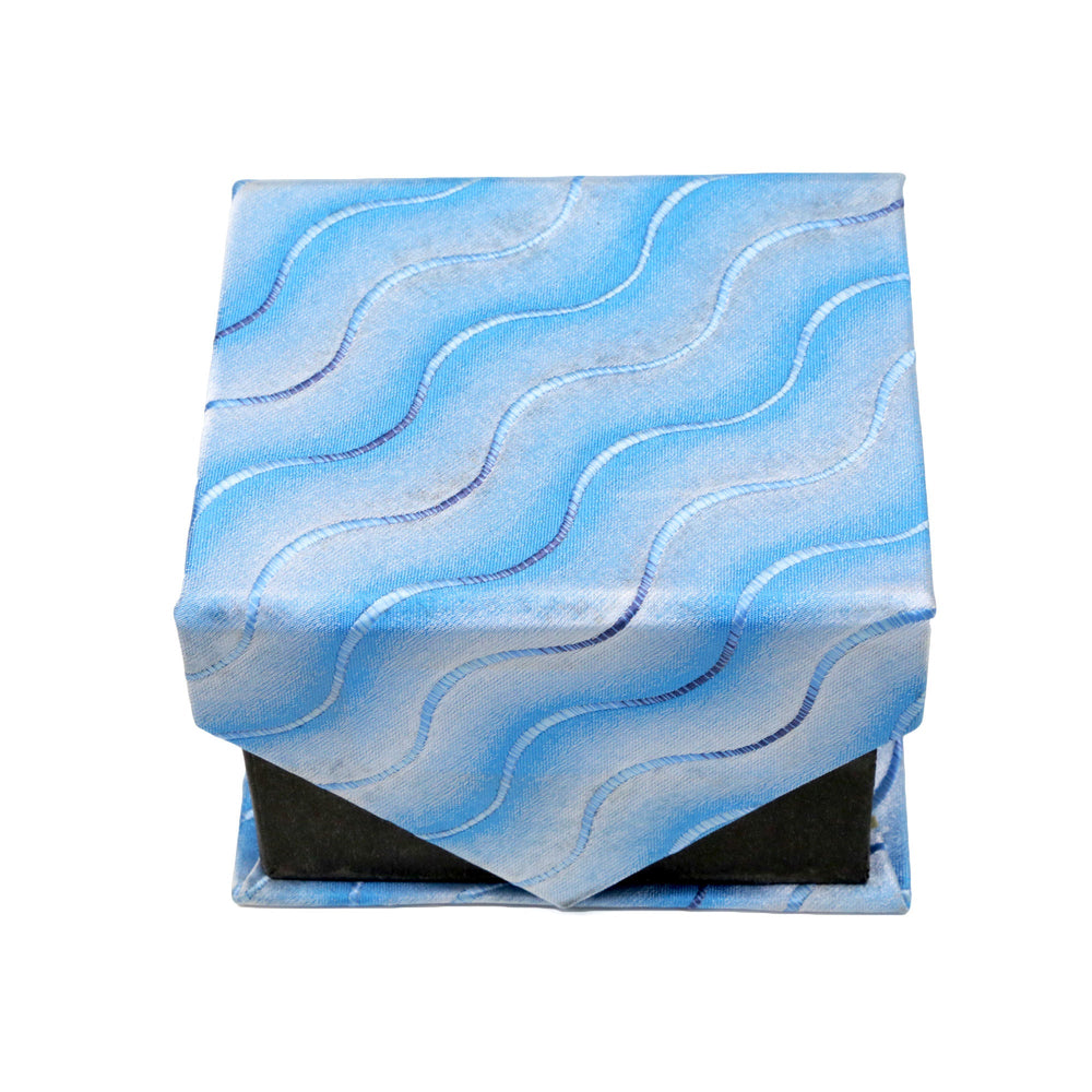 Men's Light Blue Wavy Pattern Design 4-pc Necktie Box Set - FHYINC best men's suits, tuxedos, formal men's wear wholesale
