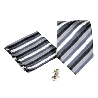 Men's Black-White Striped Pattern Design 4-pc Necktie Box Set - FHYINC best men's suits, tuxedos, formal men's wear wholesale