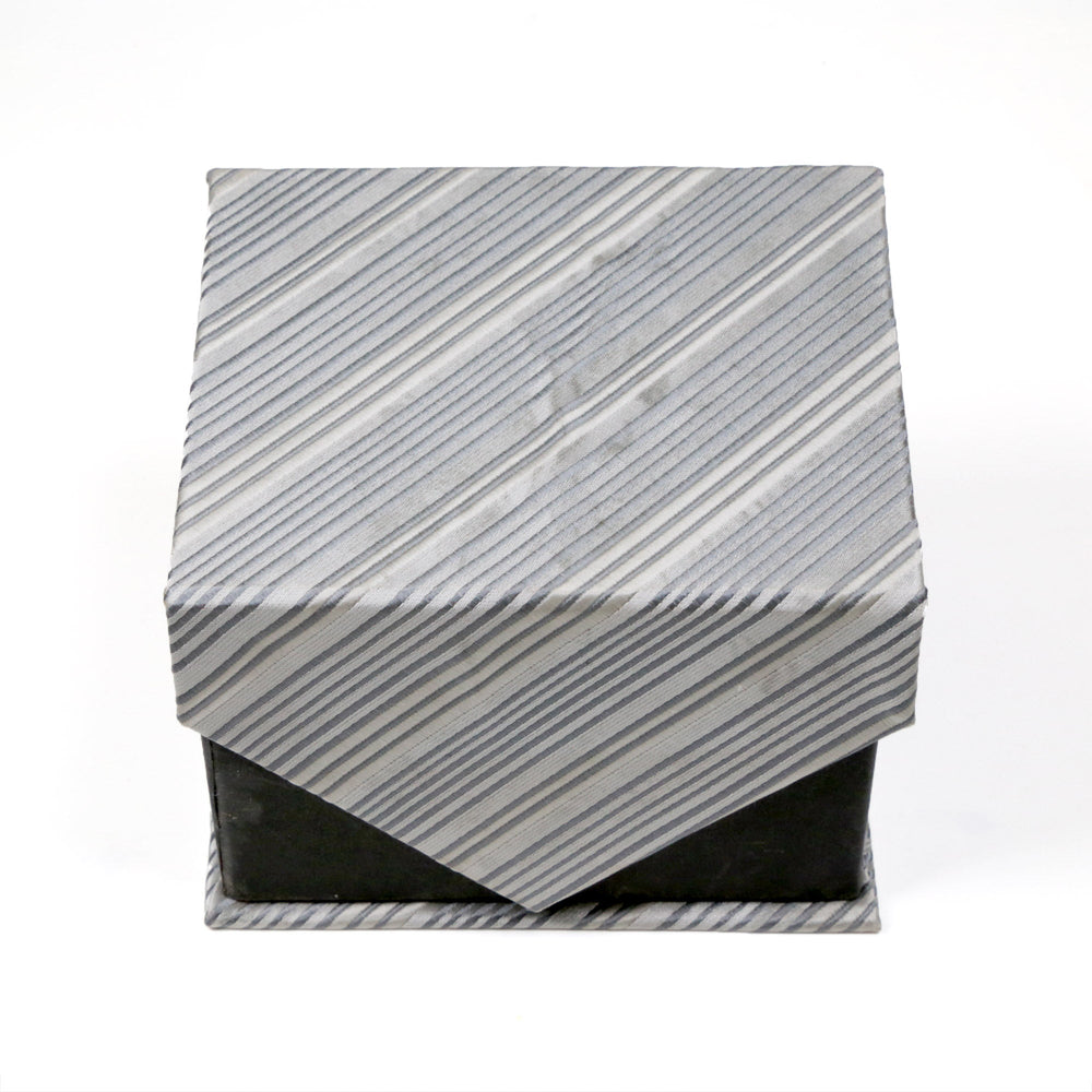 Men's Blue-Silver Striped Pattern Design 4-pc Necktie Box Set - FHYINC best men's suits, tuxedos, formal men's wear wholesale