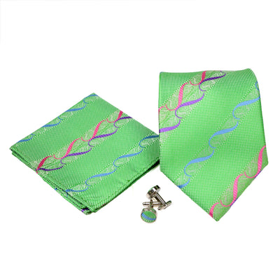 Men's Green-Red Wavy Striped Pattern Design 4-pc Necktie Box Set - FHYINC best men's suits, tuxedos, formal men's wear wholesale