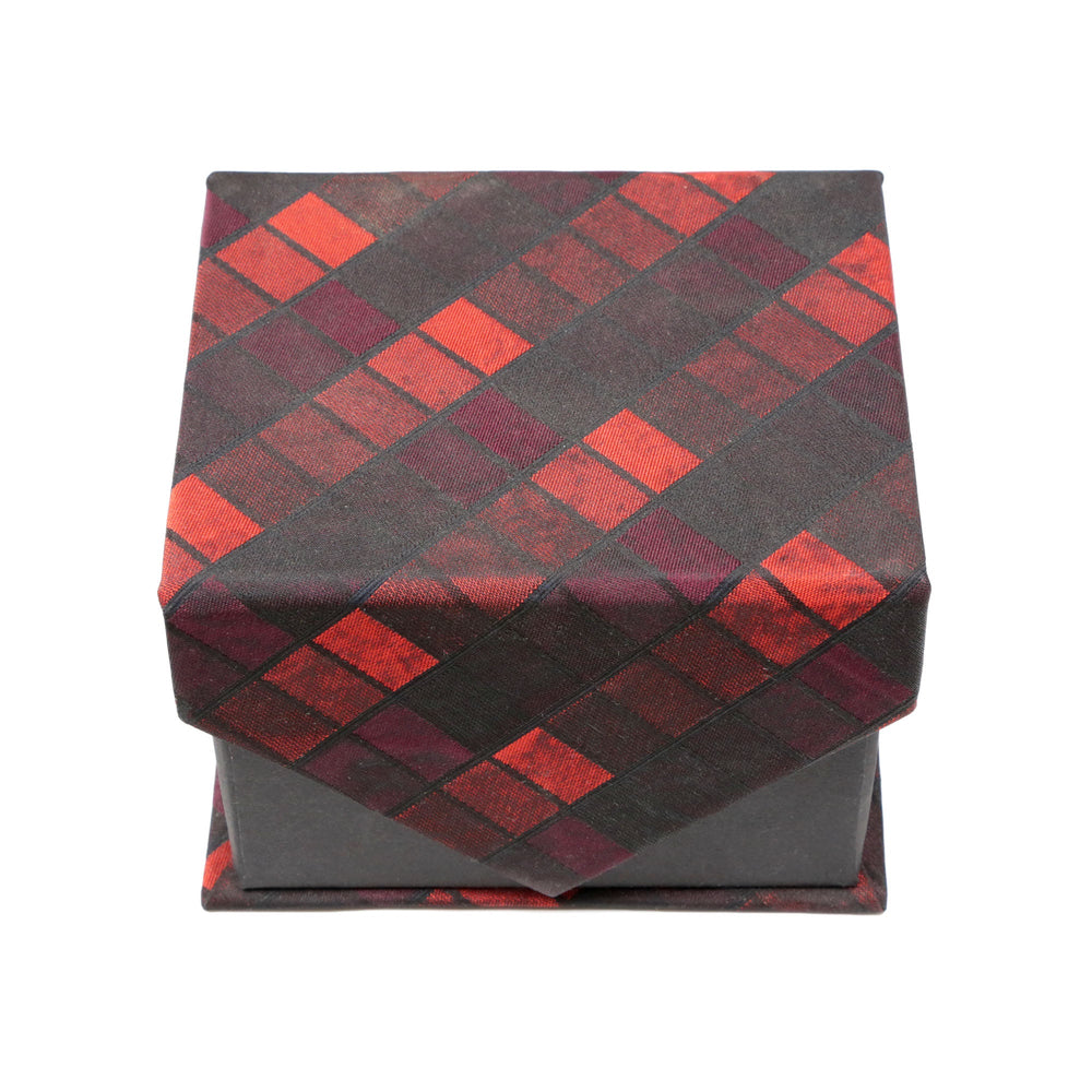 Men's Red/Black Square Geometric Pattern Design 4-pc Necktie Box Set - FHYINC best men's suits, tuxedos, formal men's wear wholesale