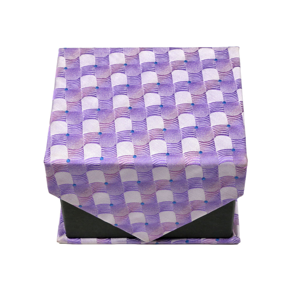 Men's Purple Square Geometric Pattern Design 4-pc Necktie Box Set - FHYINC best men's suits, tuxedos, formal men's wear wholesale