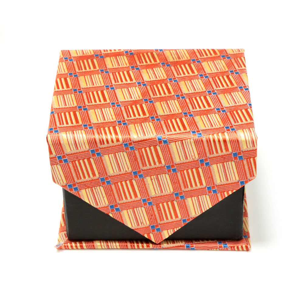 Men's Orange-Yellow Geometric Design 4-pc Necktie Box Set - FHYINC best men's suits, tuxedos, formal men's wear wholesale