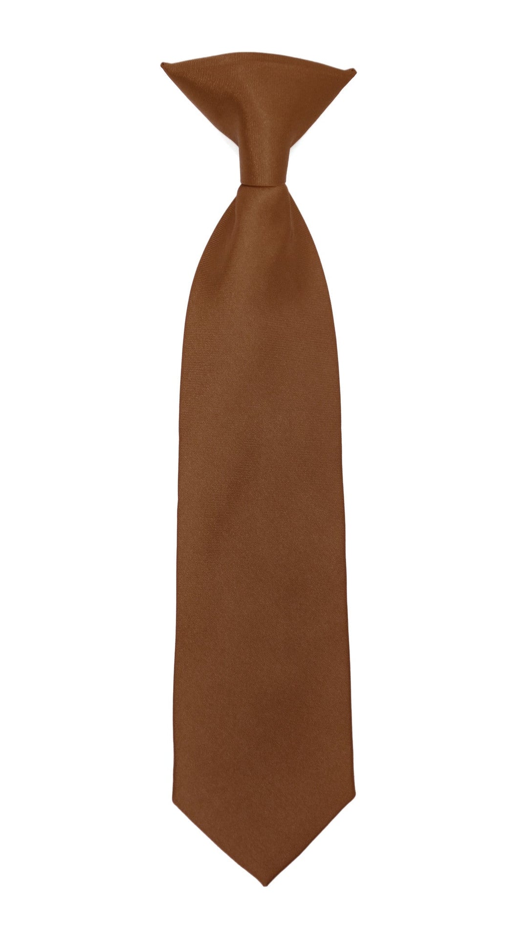 Boys 13" Premium Brown Clip On Necktie - FHYINC best men&