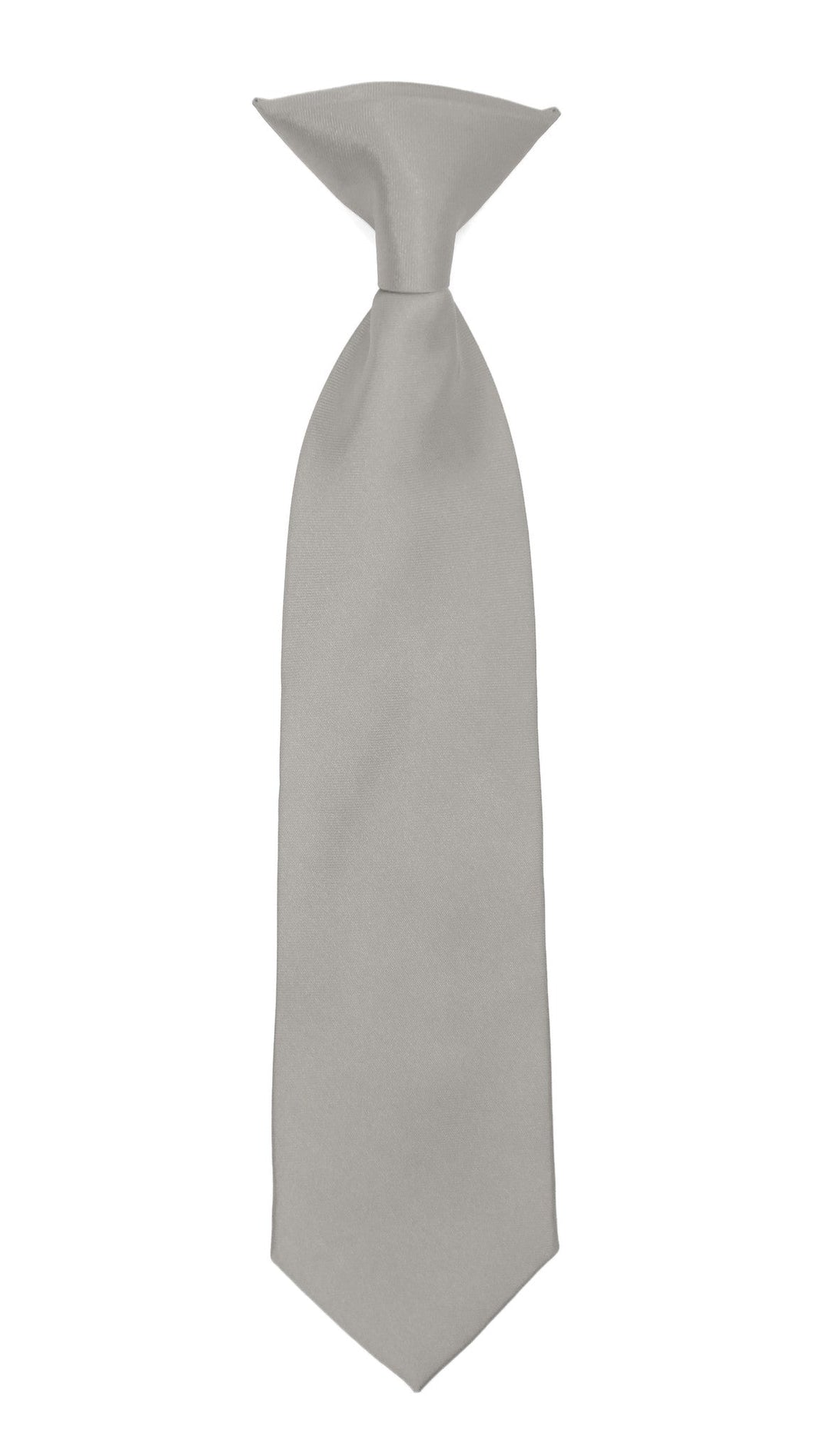 Boys 13" Premium Silver Clip On Necktie - FHYINC best men&