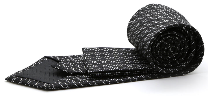 Mens Dads Classic Black Striped Pattern Business Casual Necktie &amp; Hanky Set C-1 - FHYINC best men&