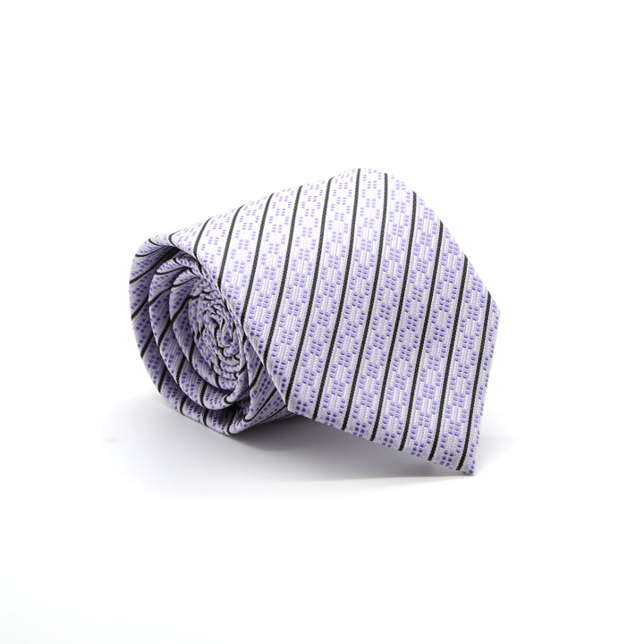 Ferrecci Mens Purple Striped Necktie with Handkerchief Set - FHYINC best men&