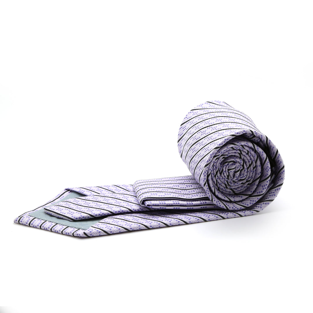 Ferrecci Mens Purple Striped Necktie with Handkerchief Set - FHYINC best men&
