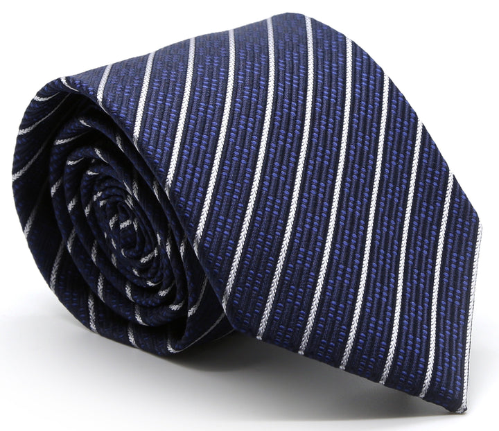 Mens Dads Classic Navy Striped Pattern Business Casual Necktie &amp; Hanky Set C-2 - FHYINC best men&