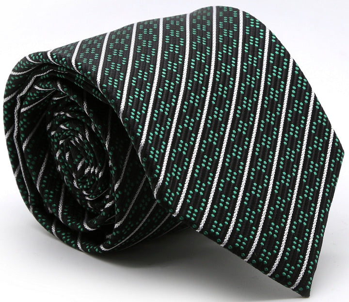 Mens Dads Classic Black Green Striped Pattern Business Casual Necktie &amp; Hanky Set C-4 - FHYINC best men&
