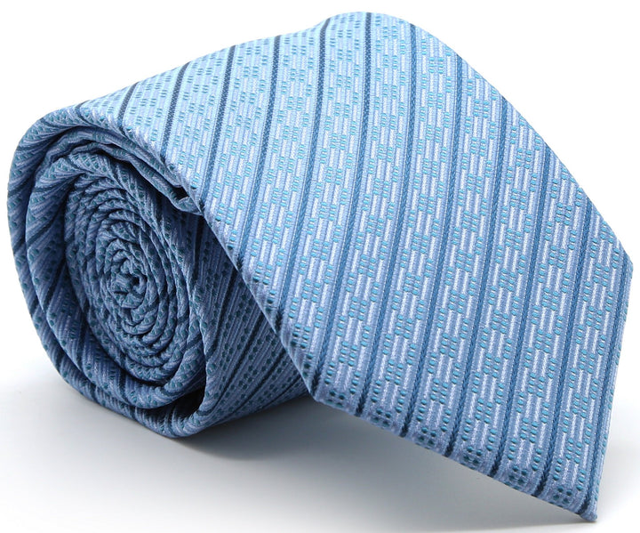Mens Dads Classic Blue Striped Pattern Business Casual Necktie &amp; Hanky Set C-8