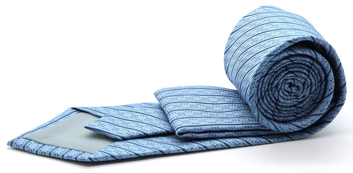 Mens Dads Classic Blue Striped Pattern Business Casual Necktie &amp; Hanky Set C-8
