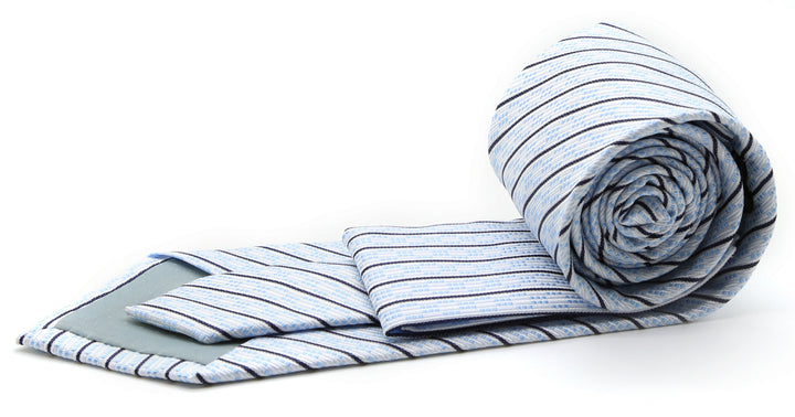 Mens Dads Classic White Striped Pattern Business Casual Necktie &amp; Hanky Set C-9 - FHYINC best men&