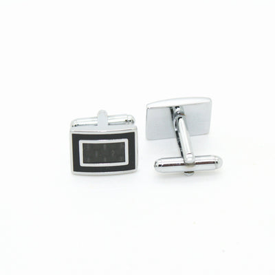 Silvertone Carboform Cuff Links With Jewelry Box - FHYINC