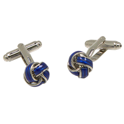 Silvertone Circle Blue Stone Cufflinks with Jewelry Box - FHYINC best men's suits, tuxedos, formal men's wear wholesale