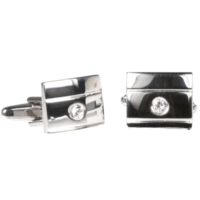 Silvertone Square Silver Gemstone Cufflinks with Jewelry Box - FHYINC best men's suits, tuxedos, formal men's wear wholesale