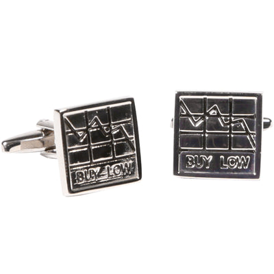Silvertone Square Stock Market Graph Cufflinks Cufflinks with Jewelry Box - FHYINC best men's suits, tuxedos, formal men's wear wholesale