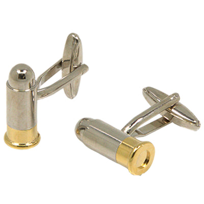 Silvertone Novelty Bullet Cufflinks with Jewelry Box - FHYINC best men's suits, tuxedos, formal men's wear wholesale