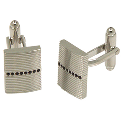 Silvertone Rectangular Black Gemstone Cufflinks with Jewelry Box - FHYINC best men's suits, tuxedos, formal men's wear wholesale