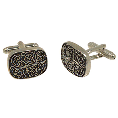 Men’s Silvertone Square Silver Swirl Pattern Cufflinks - FHYINC best men's suits, tuxedos, formal men's wear wholesale