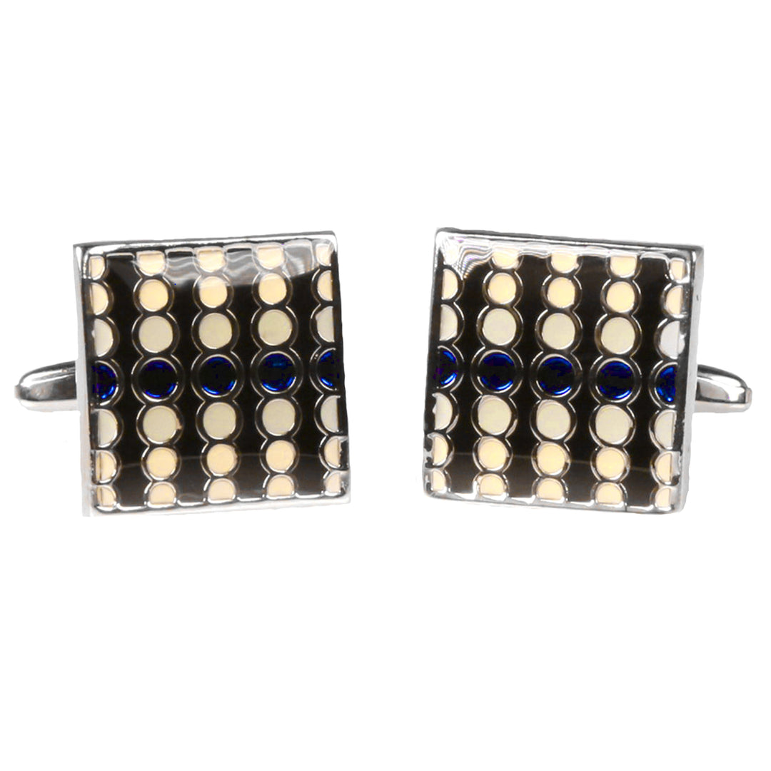 Silvertone Square Geometric Dots Cufflinks with Jewelry Box - FHYINC best men's suits, tuxedos, formal men's wear wholesale