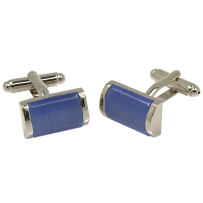 Silvertone Blue Gemstone Cufflinks with Jewelry Box - FHYINC best men's suits, tuxedos, formal men's wear wholesale