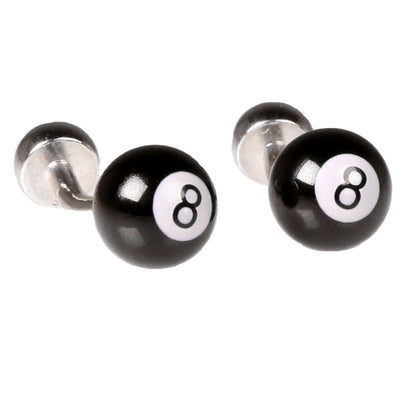 Silvertone Novelty 8 Ball Cufflinks with Jewelry Box - FHYINC best men's suits, tuxedos, formal men's wear wholesale
