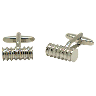 Silvertone Novelty Spiral Tube Cufflinks with Jewelry Box - FHYINC best men's suits, tuxedos, formal men's wear wholesale