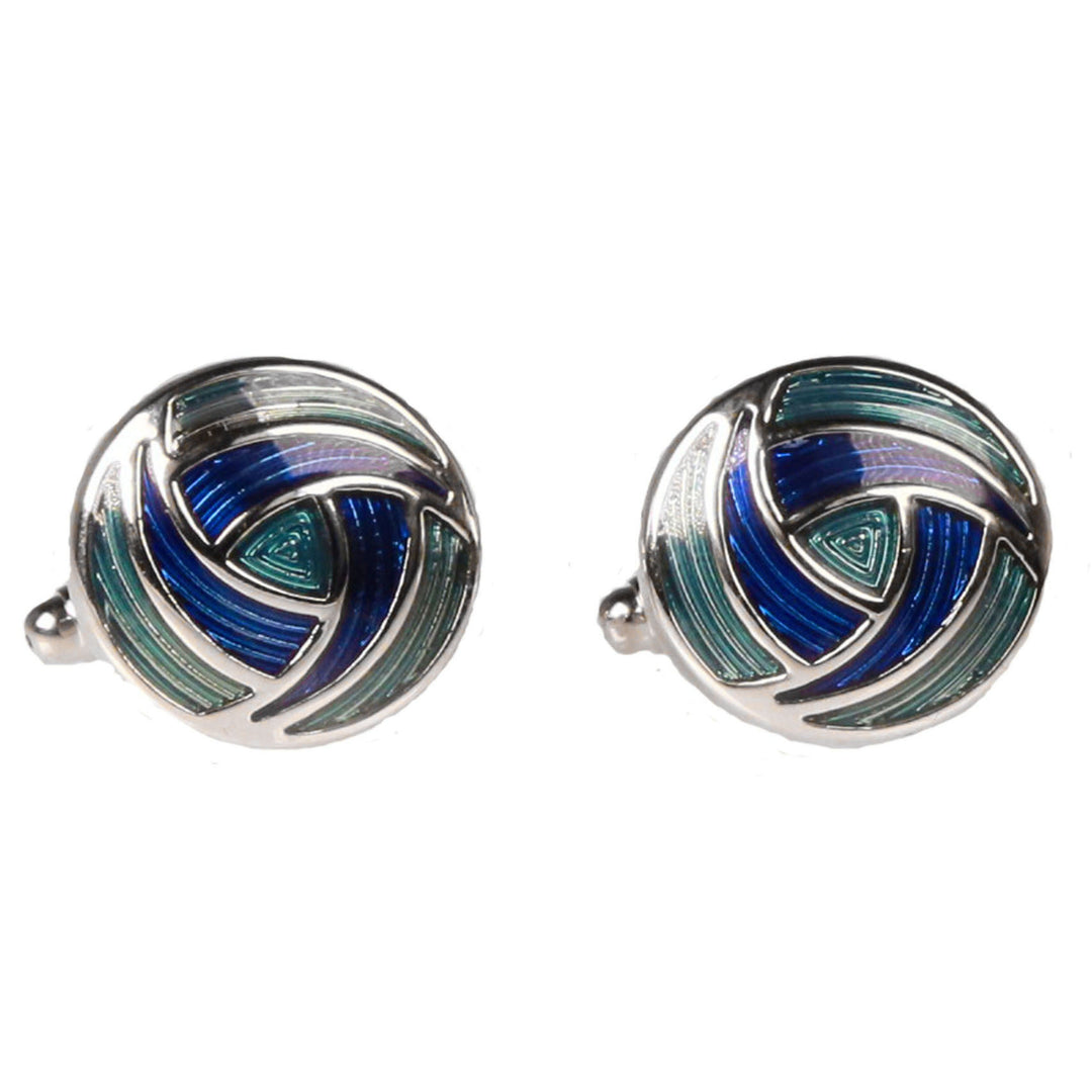 Silvertone Circle Geometric Pattern Cufflinks with Jewelry Box - FHYINC best men's suits, tuxedos, formal men's wear wholesale