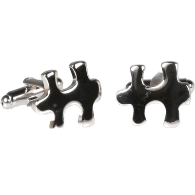 Silvertone Novelty Puzzle Piece Cufflinks with Jewelry Box - FHYINC best men's suits, tuxedos, formal men's wear wholesale